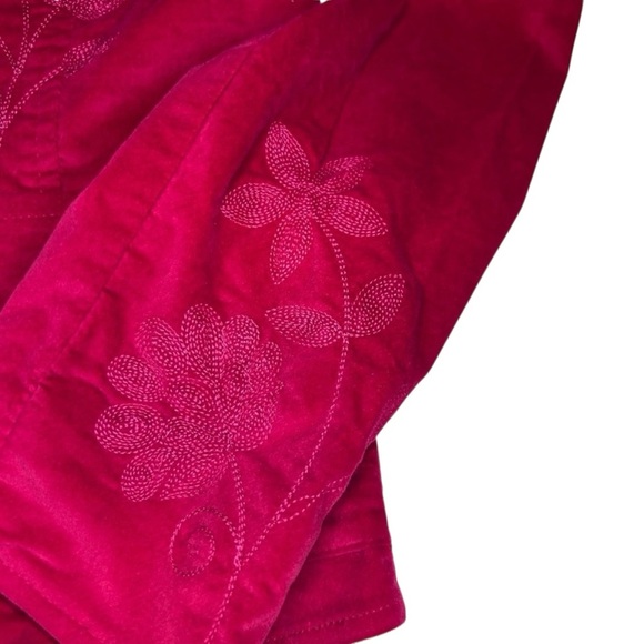 Live a Little Pink Velvet Embroidered Floral Blazer Jacket M Y2K Western Boho - Picture 9 of 13